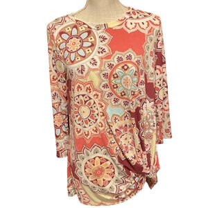 Twenty Ten Floral Blouse With Twisted Side Knot NWT